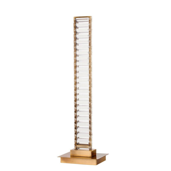 Lizy 24 Inch Tall, Thin Table Lamp, Crystal, LED Metal Frame, Antique Brass