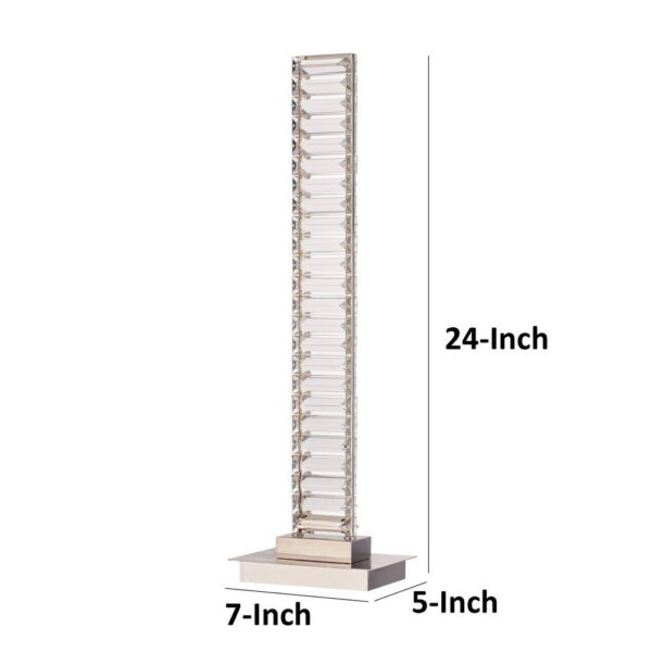 Lizy 24 Inch Table Lamp with Crystal, LED Metal Frame, Nickel Finish