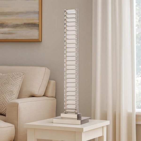Lizy 24 Inch Table Lamp with Crystal, LED Metal Frame, Nickel Finish