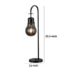 30 Inch Arc Table Lamp, Glass Bulb Shaped Shade, Metal, Black Nickel