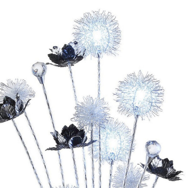 32 Inch Accent Table Lamp, Metal Flowers with Vase Design, Chrome Finish