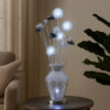 32 Inch Accent Table Lamp, Metal Flowers with Vase Design, Chrome Finish