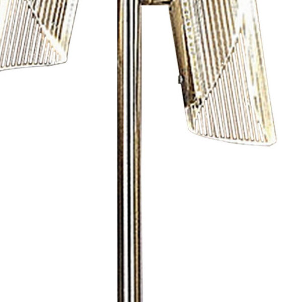 Spark 23 Inch Table Lamp with Metal Base and 2 Geometric Shades, Gold