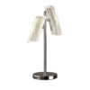 Spark 23 Inch Table Lamp, 2 Cylindrical Shades, Bright Nickel Silver Finish