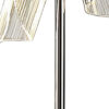 Spark 23 Inch Table Lamp, 2 Cylindrical Shades, Bright Nickel Silver Finish