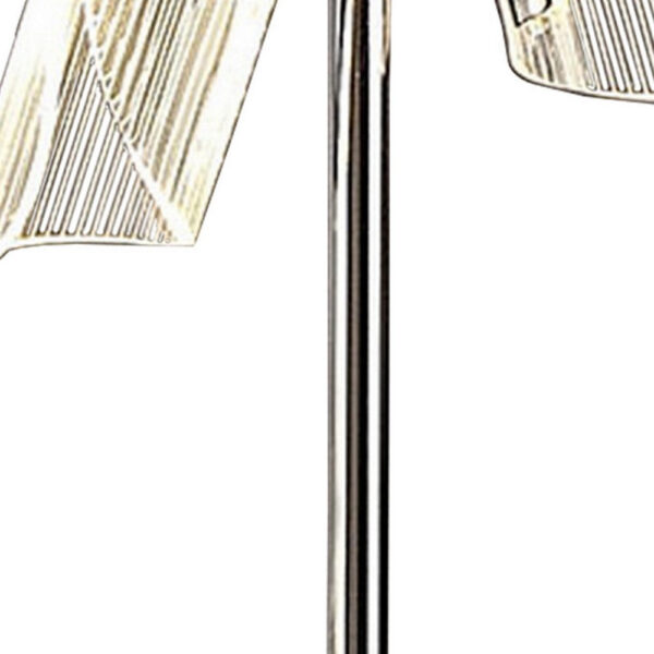 Spark 23 Inch Table Lamp, 2 Cylindrical Shades, Bright Nickel Silver Finish