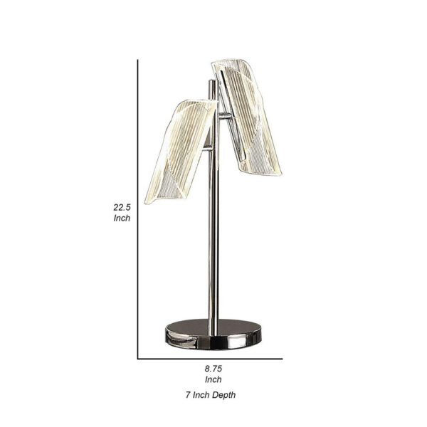 Spark 23 Inch Table Lamp, 2 Cylindrical Shades, Bright Nickel Silver Finish