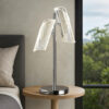 Spark 23 Inch Table Lamp, 2 Cylindrical Shades, Bright Nickel Silver Finish