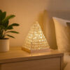 14 Inch Table Lamp, Crystal Pyramid Shaped Frame, Stone Studded, Silver