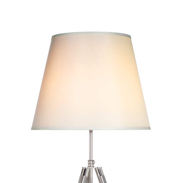 66 Inch Floor Lamp with White Drum Shade, Modern Chrome Metal Tripod Base