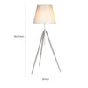 66 Inch Floor Lamp with White Drum Shade, Modern Chrome Metal Tripod Base