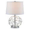 24 Inch Table Lamp, Silver Hollow Geometric Globe Base, Empire Shade