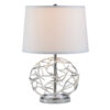 24 Inch Table Lamp, Silver Hollow Geometric Globe Base, Empire Shade