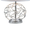24 Inch Table Lamp, Silver Hollow Geometric Globe Base, Empire Shade
