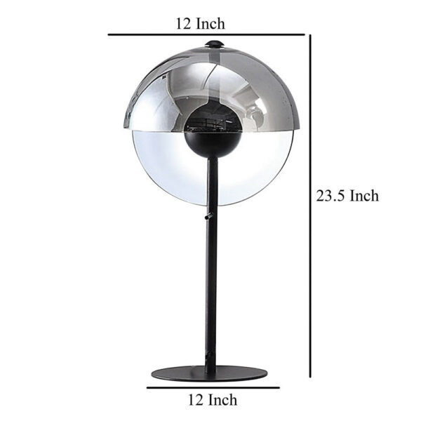 24 Inch Table Lamp, Accent Round Orb Glass Metal Shade, Black