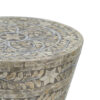 19 Inch Luxury Accent Table Stool, Star Foliage Pattern, Gray and Brown