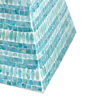 14 Inch Capiz Accent Table Stool, Blue Mosaic Geometric Hourglass Shape