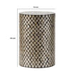20 Inch Stool Table, Round Wood Design, Modern, Capiz Inlay, Black, White