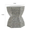17 Inch Modern Hexagonal Table Stool, Capiz Inlaid Platform, White, Black