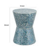 Ivy 20 Inch Luxury Accent Table Stool, Mosaic Tile Pattern, White, Blue