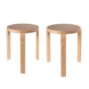 Mata Stacking Stool Ottoman, Set of 2, Modern Blonde Oak Brown Wood