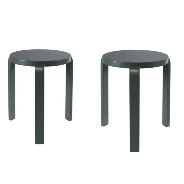 Mata Stacking Stool Ottoman, Set of 2, Modern Spanish Moss Green