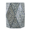 18 Inch Accent Table Stool, Hexagonal Design, Diamond Pattern, Blue, White