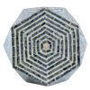 18 Inch Accent Table Stool, Hexagonal Design, Diamond Pattern, Blue, White