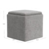 Soa Storage Accent Ottoman, 18 Inch Square Tray Top, Gray Woven Fabric