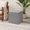 Soa Storage Accent Ottoman, 18 Inch Square Tray Top, Gray Woven Fabric