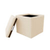 Soa Storage Ottoman, 18 Inch Square Tray Top, Beige Woven Fabric