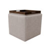 Soa Storage Ottoman, 18 Inch Square Tray Top, Light Brown Woven Fabric