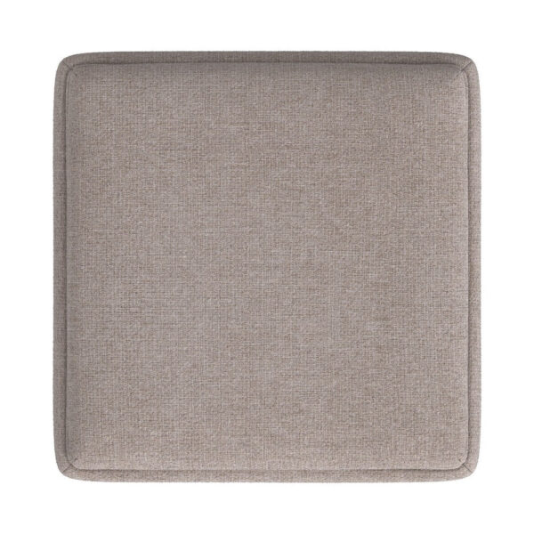 Soa Storage Ottoman, 18 Inch Square Tray Top, Light Brown Woven Fabric