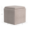Soa Storage Ottoman, 18 Inch Square Tray Top, Light Brown Woven Fabric