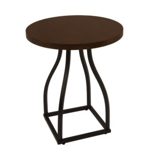 Tior Accent Table, 20 Inch Round Wood Laminate Top, Black Metal Base