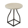 Tior Accent Table, 20 Inch Round Wood White Top, Black Metal Base
