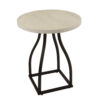 Tior Accent Table, 20 Inch Round Wood White Top, Black Metal Base