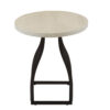 Tior Accent Table, 20 Inch Round Wood White Top, Black Metal Base