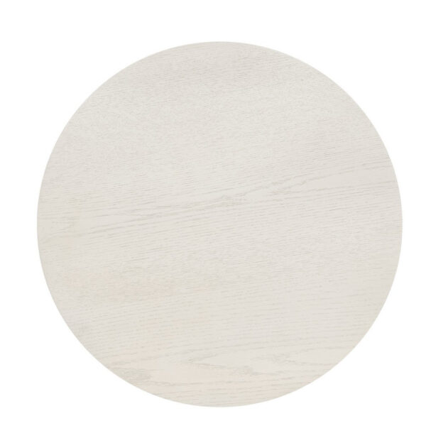 Tior Accent Table, 20 Inch Round Wood White Top, Black Metal Base