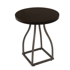 Tior Accent Table, 20 Inch Round Wood Brown Top, Gray Metal Base
