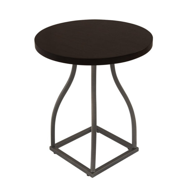 Tior Accent Table, 20 Inch Round Wood Brown Top, Gray Metal Base