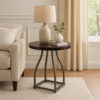 Tior Accent Table, 20 Inch Round Wood Brown Top, Gray Metal Base