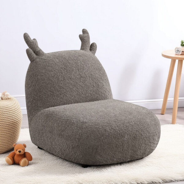 Wesie Deer Shaped Kids Chair, Sculpted Ear and Antlers, Brown Chenille