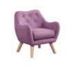 Binie Kids Chair w Wood Angled Legs, Pink Purple Button Tufted Linen