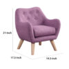 Binie Kids Chair w Wood Angled Legs, Pink Purple Button Tufted Linen