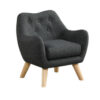 Binie Kids Chair with Wood Angled Legs, Gray Button Tufted Linen