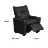 Chang Kids Recliner Chair, Built In Cupholder, Black Faux Leather