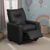 Chang Kids Recliner Chair, Built In Cupholder, Black Faux Leather