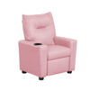 Chang Kids Recliner Chair, Built In Cupholder, Pink Faux Leather