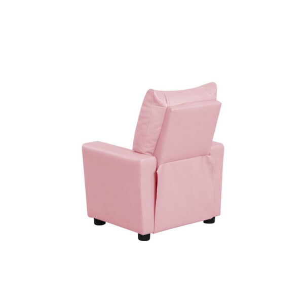 Chang Kids Recliner Chair, Built In Cupholder, Pink Faux Leather